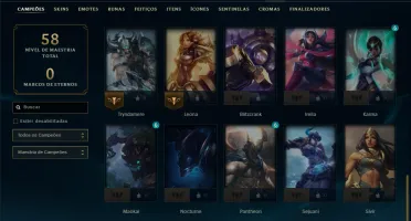 Ouro 2 com 45 Champs e 8 Skins