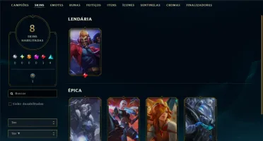 Ouro 2 com 45 Champs e 8 Skins