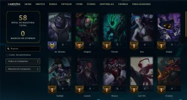 Ouro 2 com 45 Champs e 8 Skins