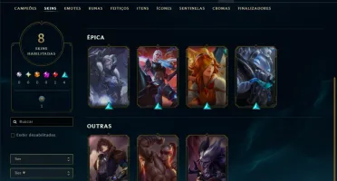Ouro 2 com 45 Champs e 8 Skins