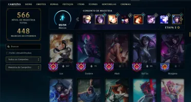 Ouro 2 com TODOS os champs e 152 skins ( MID / SUP / ADC )
