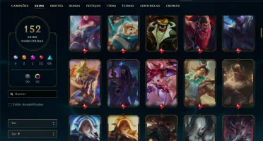 Ouro 2 com TODOS os champs e 152 skins ( MID / SUP / ADC )