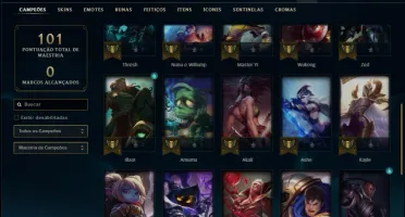 Conta unranked com 33 champs e 5 skins ( 1 ultimate )