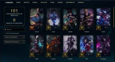 Conta unranked com 33 champs e 5 skins ( 1 ultimate )