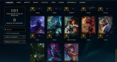 Conta unranked com 33 champs e 5 skins ( 1 ultimate )