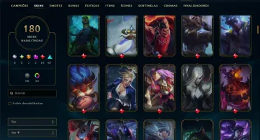 Unranked com 125 Champs e 180 Skins ( TOP / MID / JG )