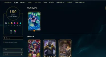 Unranked com 125 Champs e 180 Skins ( TOP / MID / JG )
