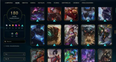 Unranked com 125 Champs e 180 Skins ( TOP / MID / JG )