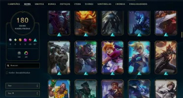 Unranked com 125 Champs e 180 Skins ( TOP / MID / JG )