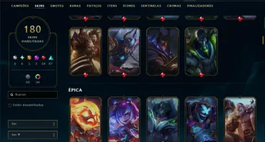 Unranked com 125 Champs e 180 Skins ( TOP / MID / JG )