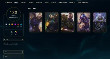 Unranked com 125 Champs e 180 Skins ( TOP / MID / JG )