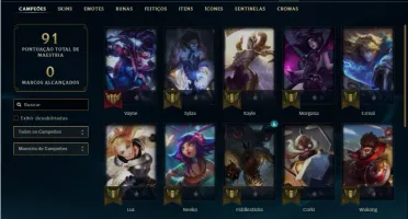 Conta Unranked com 23 Champ e 9 Skins + 2 Prestigio da Vayne