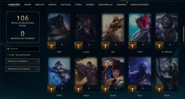 Mestre com 70 Champs e 9 Skins