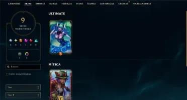 Mestre com 70 Champs e 9 Skins