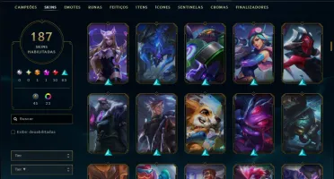 Bronze 2 com TODOS os Champs e 187 Skins ( SUP / ADC / JG )