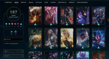 Bronze 2 com TODOS os Champs e 187 Skins ( SUP / ADC / JG )