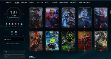Bronze 2 com TODOS os Champs e 187 Skins ( SUP / ADC / JG )
