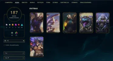 Bronze 2 com TODOS os Champs e 187 Skins ( SUP / ADC / JG )