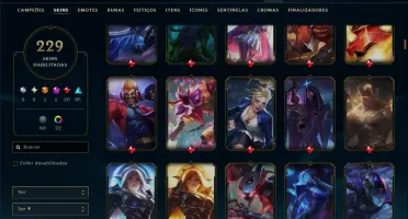 Unranked com TODOS os Champs e 229 Skins ( SUP / ADC )