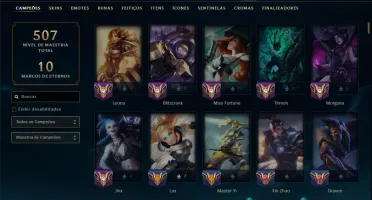 Unranked com TODOS os Champs e 229 Skins ( SUP / ADC )