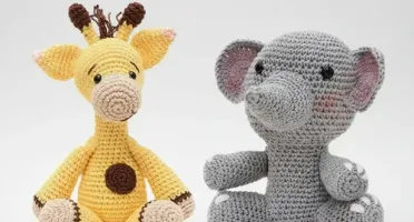Kit Girafa e Elefante em Amigurumi