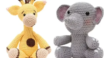 Kit Girafa e Elefante em Amigurumi
