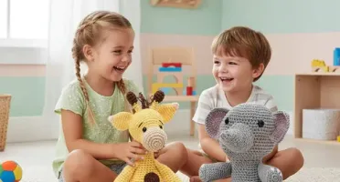 Kit Girafa e Elefante em Amigurumi