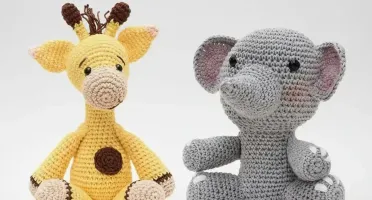 Kit Girafa e Elefante em Amigurumi