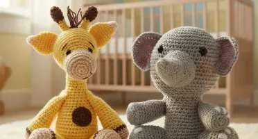 Kit Girafa e Elefante em Amigurumi