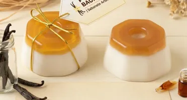 Sabonete Artesanal Pudim de Baunilha 90g - Mel e Pepino