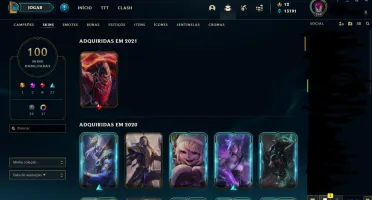 Conta League of Legends lv 268 Platina 3 100 Skins