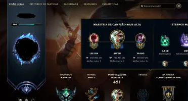 Conta League of Legends lv 268 Platina 3 100 Skins