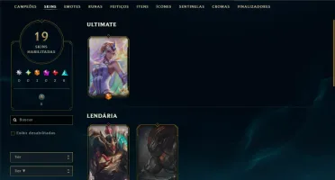 Unranked com 50 Champs e 19 Skins