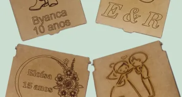 Caixa de MDF personalizada com tampa, 6x6cm, kit com 10,...