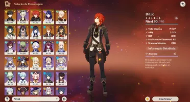 Conta Genshin impact AR 58 13 personagens 5*e 7 armas 5*