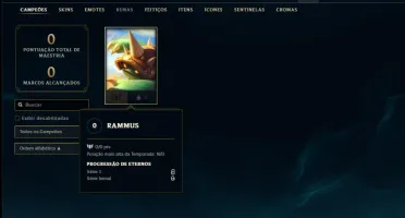 Conta lv 1 com Rammus Rei (RARA) no servidor BR