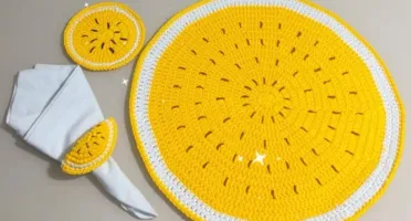 Conjunto Mesa Posta Crochê Maracujá