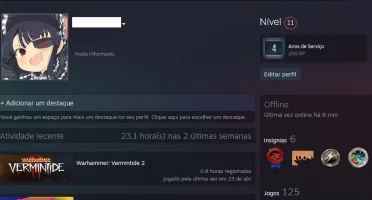 Conta Steam /Nível 11 /4 Anos/100+ Jogos/Sem VAC/Trade Ban