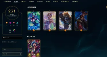 conta league of legends unranked / 231 skins -