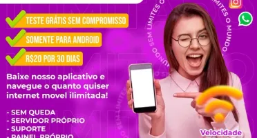 Internet móvel ilimitada você conectado 24 horas por dia