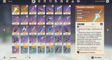 Conta Genshin Impact com vários personagens 5* Lvl 90