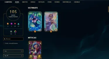 Conta League of Legends PLATINA IV mais de 100 skins
