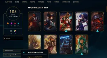 Conta League of Legends PLATINA IV mais de 100 skins