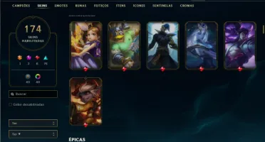 Conta ouro 3 com TODOS os champs e 174 Skins