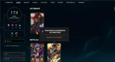 Conta ouro 3 com TODOS os champs e 174 Skins