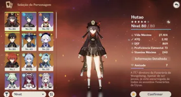 Ar45. Hutao + báculo, Zhongli, ganyu, eula, andarilho e mais