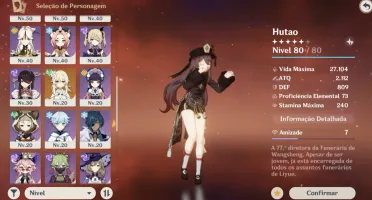 Ar45. Hutao + báculo, Zhongli, ganyu, eula, andarilho e mais