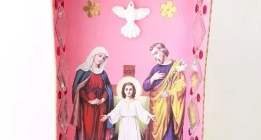 Relicário Sagrada Família com Divino - Rosa