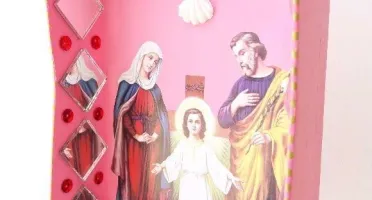 Relicário Sagrada Família com Divino - Rosa