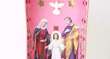 Relicário Sagrada Família com Divino - Rosa